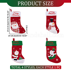 4Pcs 4 Style Cloth Christmas Stocking Hanging Decoration&nbsp;AJEW-WR0001-76