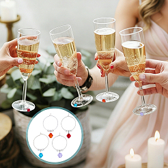 24Pcs Brass & Glass Wine Glass Charms&nbsp;AJEW-PH01716