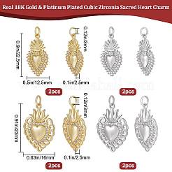 8Pcs 4 Style Rack Plating Brass Micro Pave Cubic Zirconia Pendants&nbsp;KK-BBC0005-80