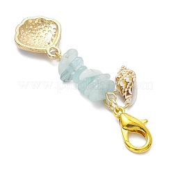Shell Shape Alloy Enamel & Natural Aquamarine & Red Jasper & Rose Quartz & Amethyst Chips Bead Pendant Decorations&nbsp;HJEW-JM03247