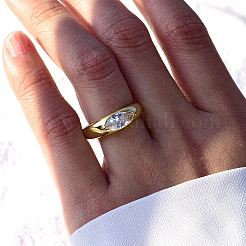 Sterling Silver CZ Eye-Shaped Ring for Women Wedding Party Gift&nbsp;KW2493-2