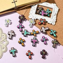 20Pcs 10 Styles Cross with Flower Silicone Focal Beads&nbsp;SIL-CJ0002-38