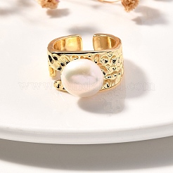 Natural Pearl Finger Rings&nbsp;RJEW-P113-21G