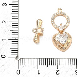 Brass Micro Pave Clear Cubic Zirconia Toggle Clasps&nbsp;KK-F934-05G