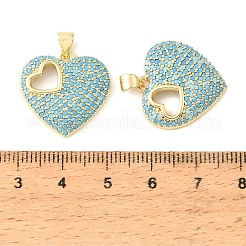 Brass Micro Pave Sky Blue Cubic Zirconia Pendants&nbsp;CU-CBA6938-07G-02