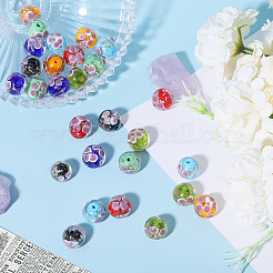 28Pcs 7 Colors Luminous Handmade Gold Sand Lampwork Beads&nbsp;LAMP-GL0002-02