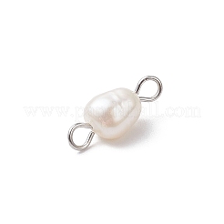 Natural Cultured Freshwater Pearl Rice Connector Charms&nbsp;PALLOY-JF04478-02