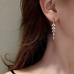 Leaf Alloy & Crystal Rhinestone Dangle Stud Earrings&nbsp;FS-WG032E1-01