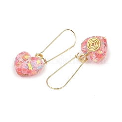 2 Pairs 2 Styles Heart & Flower Resin Dangle Hoop Earrings&nbsp;EJEW-JE06352