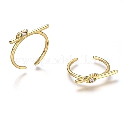 Brass Micro Pave Clear Cubic Zirconia Cuff Rings&nbsp;RJEW-C100-11G