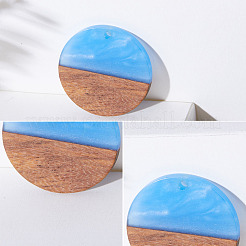 Opaque Resin & Transparent Resin & Walnut Wood Pendants&nbsp;RESI-SZ0001-12