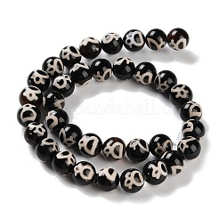 Natural Tibetan God of Wealth Pattern dZi Agate Beads Strands&nbsp;G-B084-A07-02