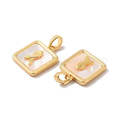 Natural Shell Square Charms&nbsp;KK-M243-36G
