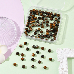 100Pcs Round Natural Tiger Eye Beads&nbsp;G-SP0001-21B