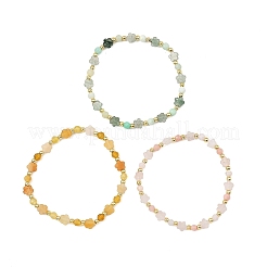 Natural Pink Opal/Natural Green Opal/Natural Green Strawberry Quartz/Natural Yellow Opal/Natural Rose Quartz/Natural Yellow Aventurine & Brass Beads Stretch Bracelets for Women&nbsp;BJEW-JB13866