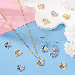 16Pcs 2 Colors Rack Plating Alloy Micro Pave Rhinestone Pendants&nbsp;FIND-TA0010-15