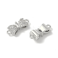 Brass Micro Pave Clear Cubic Zirconia Connector Charms&nbsp;KK-S367-21B