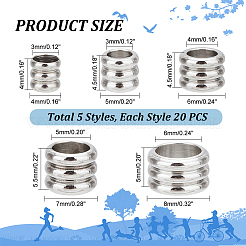 100Pcs 5 Style 202 Stainless Steel Beads&nbsp;STAS-PH0005-16