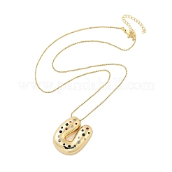 Brass Micro Pave Cubic Zirconia Letter Pendant Necklaces&nbsp;KK-Z069-01G-U