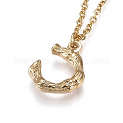 304 Stainless Steel Initial Pendant Necklaces&nbsp;NJEW-I108-12G