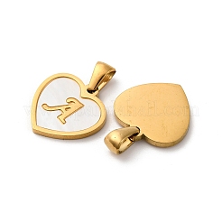 Natural Shell Heart with Initial Letter Pendants&nbsp;STAS-I353-03G