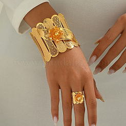 Iron Hollow Flower Cuff Bangles & Rings Set for Women&nbsp;SF4026