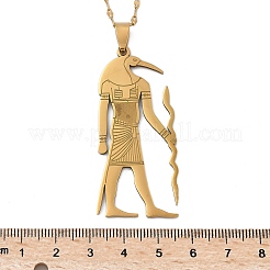201 Stainless Steel Egyptian Ancient God Anubis Pendant Necklaces&nbsp;NJEW-D318-06G