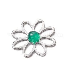 201 Stainless Steel Pave Gemstone Flower Cabochons&nbsp;PALLOY-JF03492