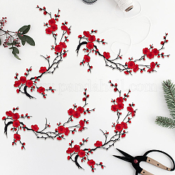 4Pcs Plum Blossom Polyester Embroidery Cloth Sew on Appliques&nbsp;PATC-CY0001-58A