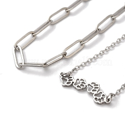 Tarnish Resistant 304 Stainless Steel Paperclip Chains & Cable Chain Bracelet Sets&nbsp;AJEW-U005-05C-P