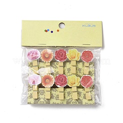 Flower Theme Wooden & Iron Clothes Pins&nbsp;AJEW-H137-07