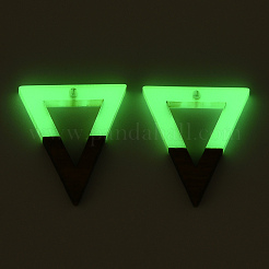 Walnut Wood & Luminous Glow in the Dark Resin Pendants&nbsp;RESI-N039-74
