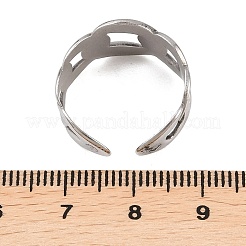 Non-Tarnish 304 Stainless Steel Curb Chain Shape Cuff Ring for Women&nbsp;RJEW-C025-31P