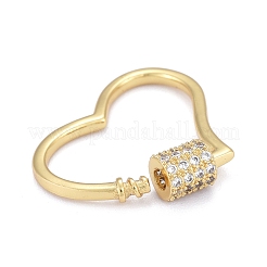 Brass Micro Pave Clear Cubic Zirconia Screw Carabiner Lock Charms&nbsp;ZIRC-E164-05G