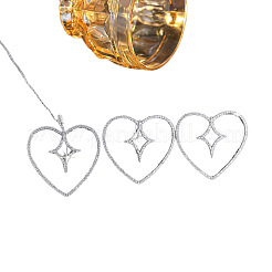 Heart with Star Brass Micro Pave Clear Cubic Zirconia Stud Earrings & Pendant Necklaces Sets for Women&nbsp;WGBADA3-01