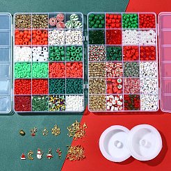 Christmas DIY Polymer Clay & Acrylic & Glass Beads: Bracelets Making Kits&nbsp;DIY-FS0007-99