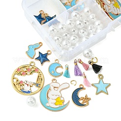 DIY Alloy Enamel & Acrylic & Polycotton Tassel Dangle Earrings Making Kits&nbsp;DIY-FS0001-21B