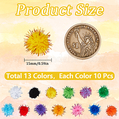 130Pcs 13 Colors Handmade DIY Doll Craft Pom Pom Yarn Pom Pom Balls&nbsp;AJEW-SC0003-16A