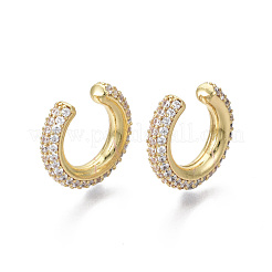 Brass Micro Pave Clear Cubic Zirconia Cuff Earrings&nbsp;EJEW-R114-026G-NF