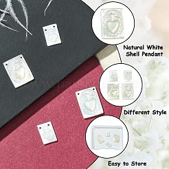 4Pcs 2 Styles Natural White Shell Mother of Pearl Shell Pendants&nbsp;SHEL-CJ0001-37