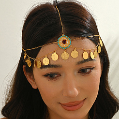 Elegant Middle Eastern Style Ramadan Zinc Alloy & Brass Coin Tassel Charm Head Women's Jewelry Chains&nbsp;FX1267