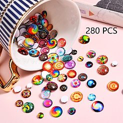 280Pcs 4 Styles Flat Back Glass Cabochons&nbsp;GGLA-SZ0001-32