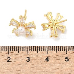 Flower Brass Cubic Zirconia Stud Earrings&nbsp;EJEW-P336-06G-02