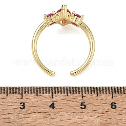 Brass Micro Pave Cubic Zirconia Cuff Open Rings for Women&nbsp;RJEW-L343-14G