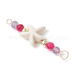 4Pcs 4 Colors Summer Beach Dyed Synthetic Turquoise Connector Charms&nbsp;PALLOY-JF03746-01