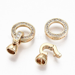 Brass Micro Pave Clear Cubic Zirconia Fold Over Clasps&nbsp;RJEW-T063-24G-NF
