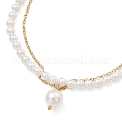 Shell Pearl Round Beads Multi-strand Bracelets for Women&nbsp;BJEW-JB12035-01