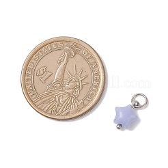 10Pcs 5 Styles Natural White Jade & Rose Quartz & Lepidolite & Green Aventurine & Synthetic Blue Lace Agate Star Charms&nbsp;PALLOY-JF04533