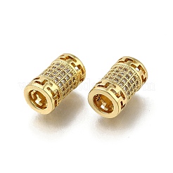 Brass Micro Pave Clear Cubic Zirconia European Beads&nbsp;ZIRC-I070-071G