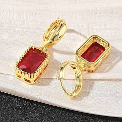 Brass Glass Dangle Hoop Earrings for Women&nbsp;KK-CBA760A-04G-02